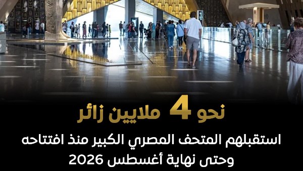 "إعلامي مجلس الوزراء": المتحف المصري الكبير استقبل نحو 4 ملايين زائر منذ افتتاحه وحتى نهاية أغسطس 2026