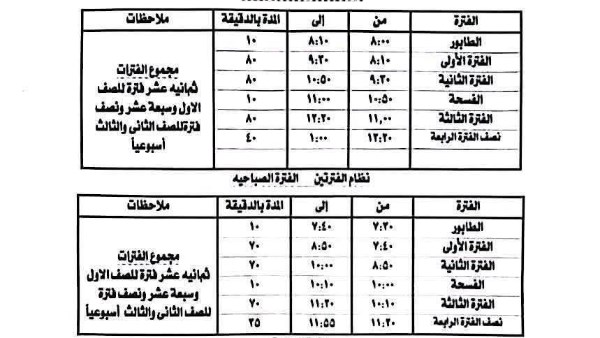 مواعيد المدارس في رمضان 2026