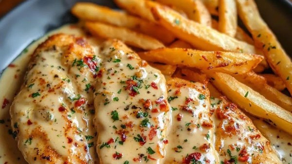 طريقة فيليه دجاج بصلصة الثوم الكريمي