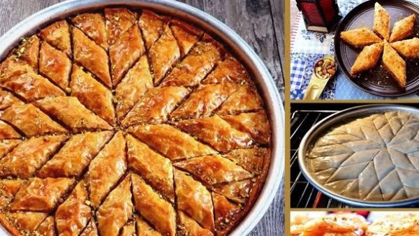 طريقة عمل بقلاوة بالمكسرات وبسكويت المعمول