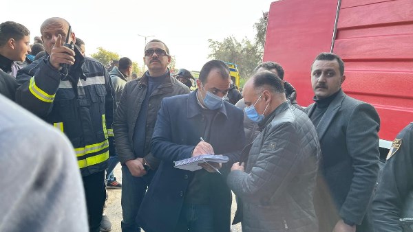 تفقد موقع الحريق 