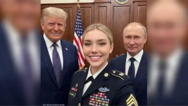 جندية أمريكية تثير الجدل بصور مع ترامب و بوتين و زيلينسكي