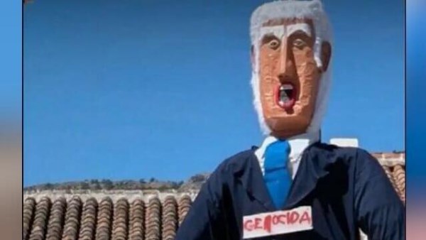 تفجير دمية لنتنياهو في إسبانيا 