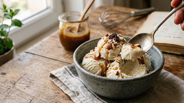 طريقة عمل آيس كريم الفانيليا البيتي بقوام ناعم وكريمي