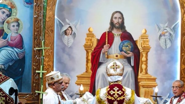 أجواء روحانية مميزة وسعف النخيل.... قداس عيد أحد الشعانين بكنيسة الأنبا بيشوي ببورسعيد