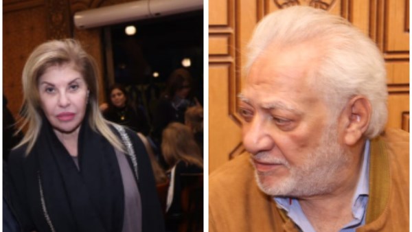 سامح الصريطي وهالة سرحان من عزاء والد دينا رامز