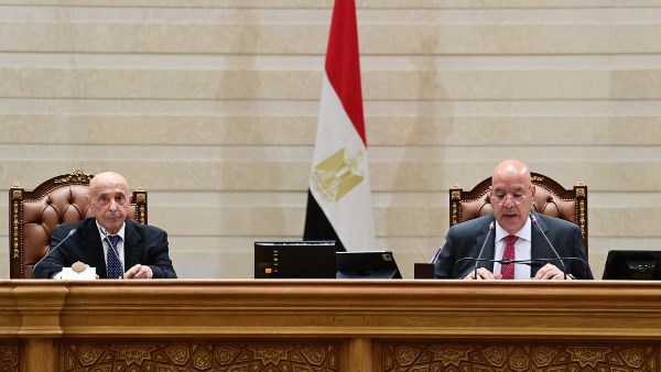 المستشار هشام بدوي، رئيس مجلس النواب و المستشار عقيلة صالح، رئيس مجلس النواب الليبي