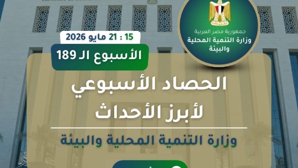 بالإنفوجراف..  نشرة الحصاد الأسبوعي لرصد أنشطة وزارة التنمية المحلية والبيئة
