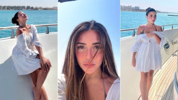 بفستان قصير جدا.. سارة سلامة تستمتع بأجواء البحر في أحدث جلس