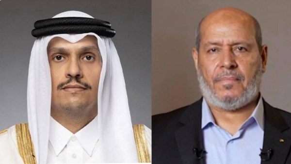خليل الحية ووزير خارجية قطر 