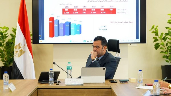 حاتم النواوي، الرئيس التنفيذي لصندوق تنمية الصادرات خلال الاجتماع 