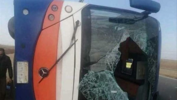 الأتوبيس الذي تعرض للحادث 