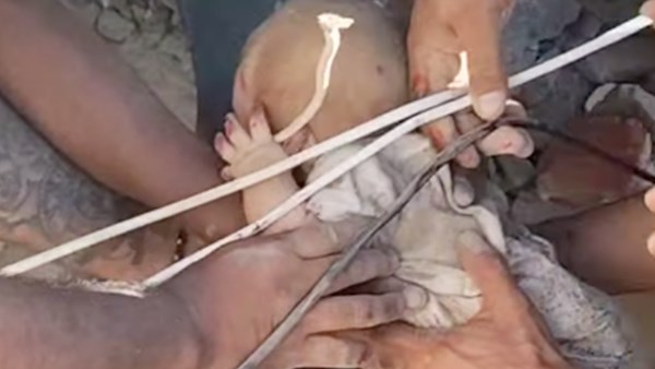 إنقاذ رضيع من تحت الأنقاض  في في كولومبيا