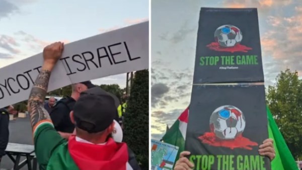احتجاجات في أيرلندا تطالب بعدم اللعب مع إسرائيل 