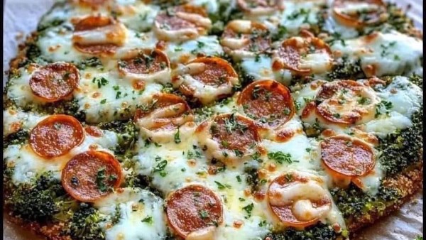 طريقة عمل بيتزا بدون دقيق مع عجينة البروكلي.