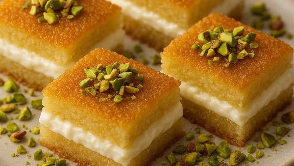 طريقة عمل البسبوسة بالقشطة