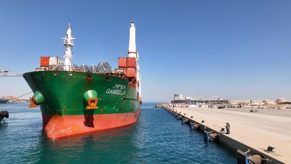 التشغيل التجريبي لمحطة البضائع العامة والصب بميناء السخنة 